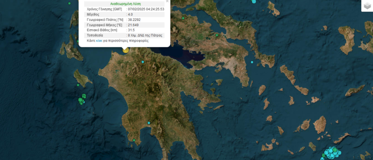 Read more about the article Πάτρα: Σεισμός 4 Ρίχτερ με επίκεντρο στον Πατραϊκό κόλπο – Λέκκας: Κανένας συσχετισμός με τους σεισμούς στη Σαντορίνη