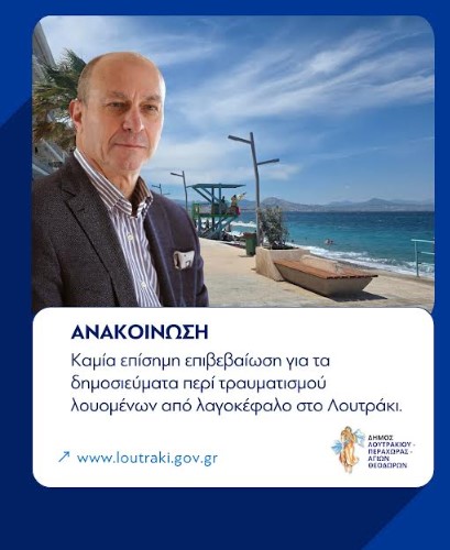 Read more about the article Καμία επίσημη επιβεβαίωση για τα δημοσιεύματα περί τραυματισμού λουομένων από λαγοκέφαλο στο Λουτράκι