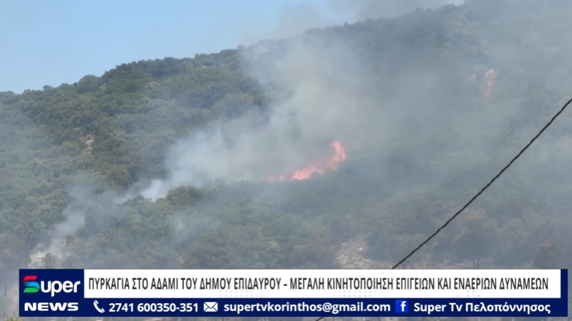 You are currently viewing ΠΥΡΚΑΓΙΑ ΣΤΟ ΑΔΑΜΙ ΤΟΥ ΔΗΜΟΥ ΕΠΙΔΑΥΡΟΥ – ΜΕΓΑΛΗ ΚΙΝΗΤΟΠΟΙΗΣΗ ΕΠΙΓΕΙΩΝ ΚΑΙ ΕΝΑΕΡΙΩΝ ΔΥΝΑΜΕΩΝ (VD)
