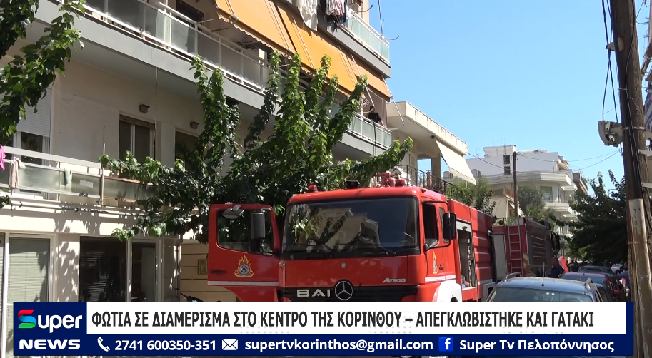 ΦΩΤΙΑ ΣΕ ΔΙΑΜΕΡΙΣΜΑ ΣΤΟ ΚΕΝΤΡΟ ΤΗΣ ΚΟΡΙΝΘΟΥ – ΑΠΕΓΚΛΩΒΙΣΤΗΚΕ ΚΑΙ ΓΑΤΑΚΙ (VD)