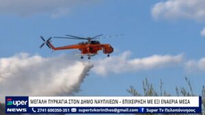 Read more about the article ΜΕΓΑΛΗ ΠΥΡΚΑΓΙΑ ΣΤΟΝ ΔΗΜΟ ΝΑΥΠΛΙΕΩΝ – ΕΠΙΧΕΙΡΗΣΗ ΜΕ ΕΞΙ ΕΝΑΕΡΙΑ ΜΕΣΑ (VD)